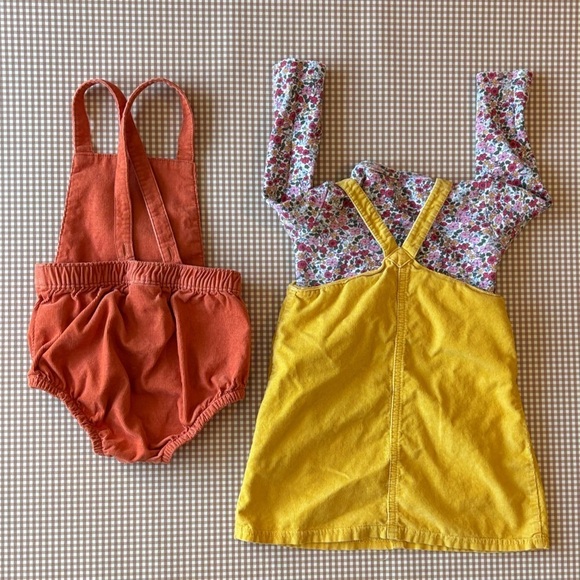 Carter’s Pinafore dress mouse pocket floral flowers + Orange romper.18 month - Picture 12 of 15